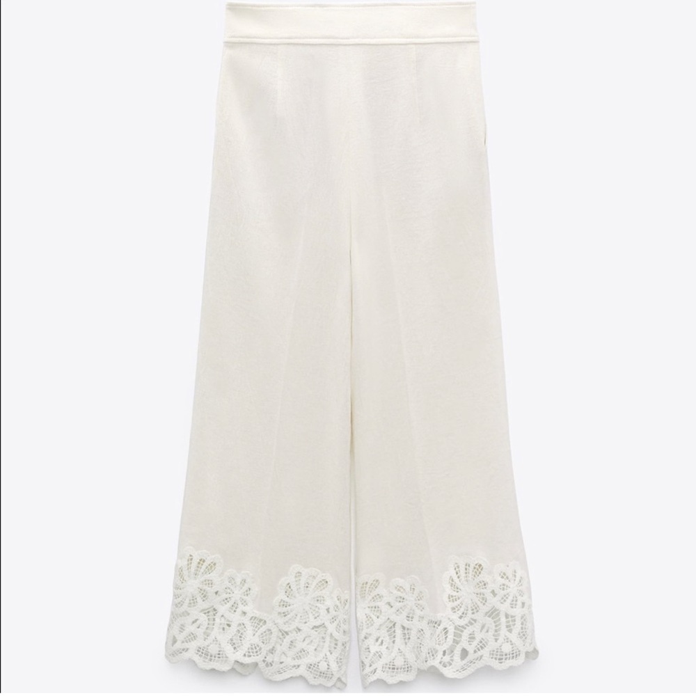 ZARA RUSTIC TROUSERS WITH LACE TRIM LIMITED EDITION
